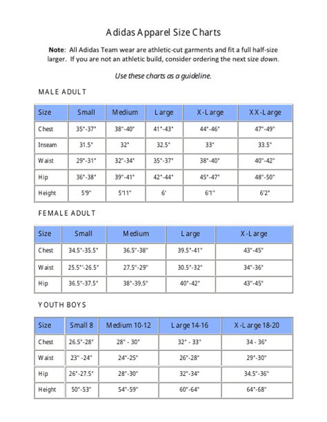 adidas clothing colour chart.